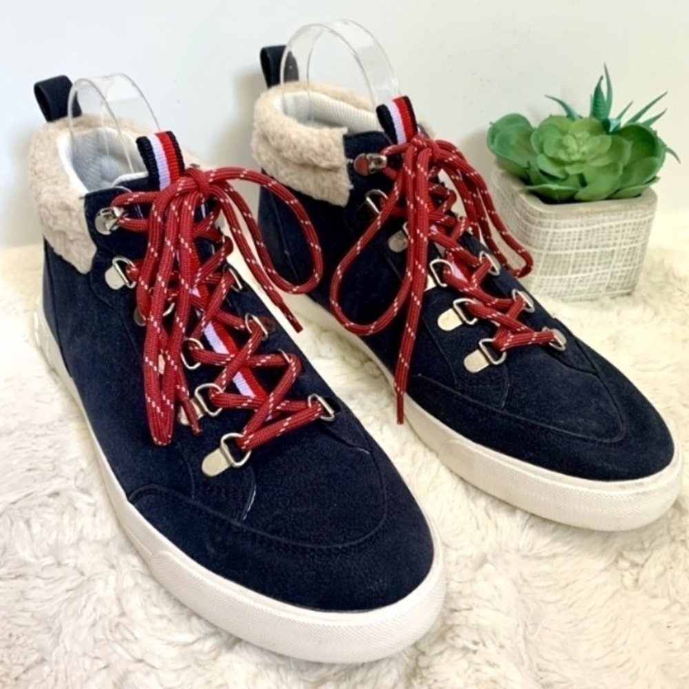 TOMMY Hilfiger fur high top navy sneakers